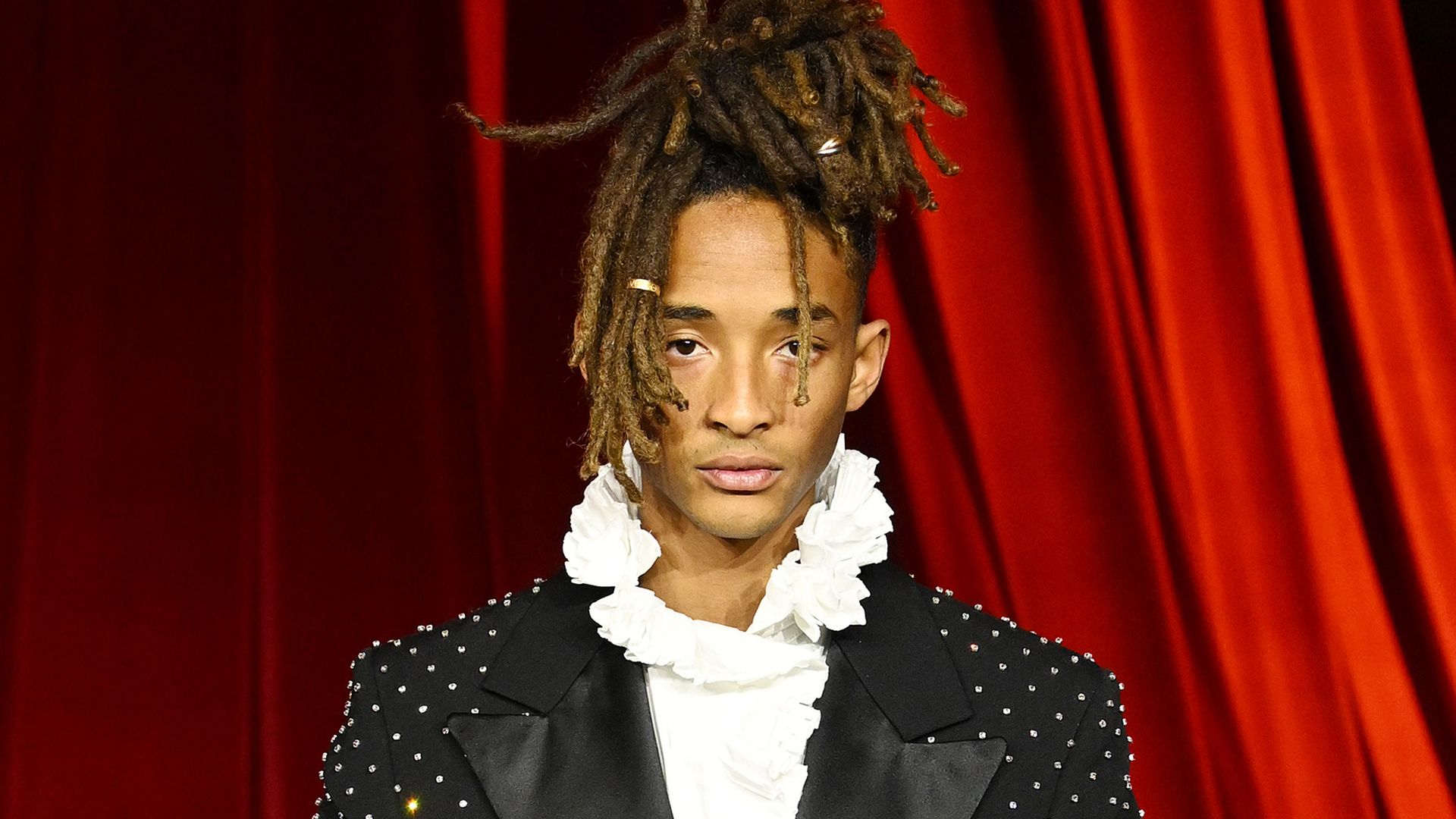 Jaden Smith turns heads in another gigantic hat and leather jacket while in Paris 