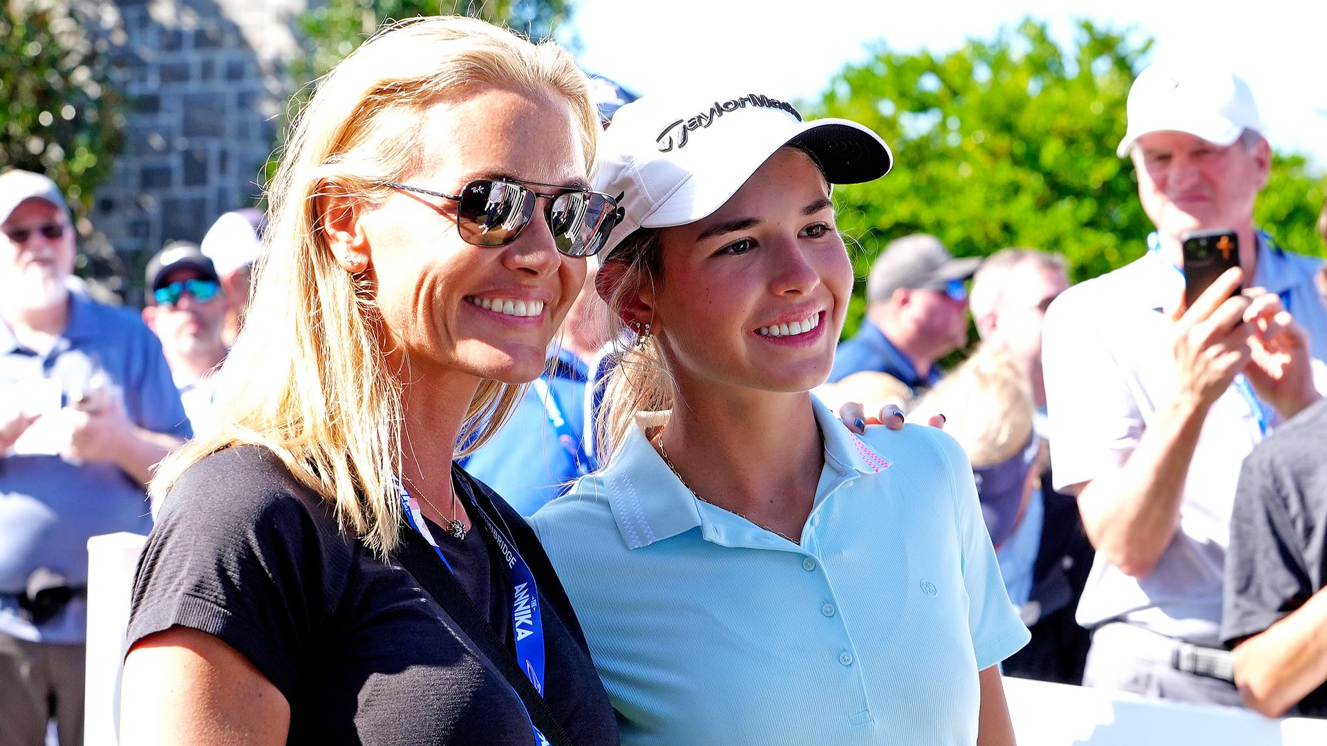 Kai Trump poses for a photo with her mother Vanessa Trump after she finished her second round during The Annika driven by Gainbridge.