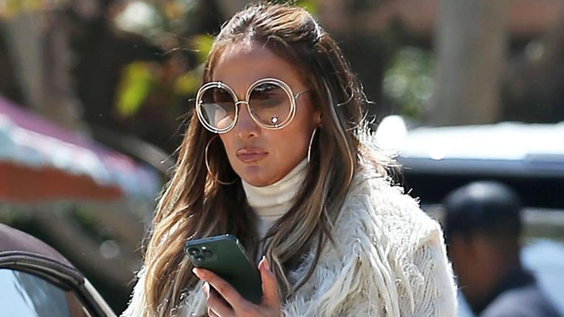 Jennifer Lopez brought the 60s to her street style in a retro-inspired ensemble