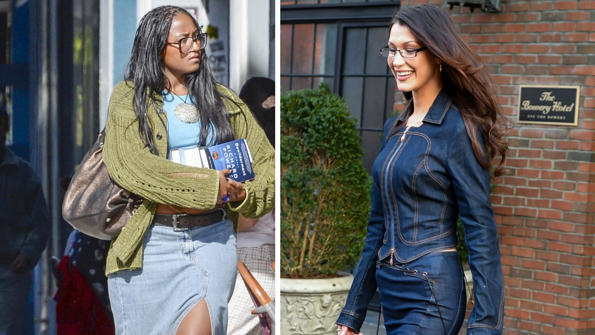 Sasha Obama and Bella Hadid wearing denim looks