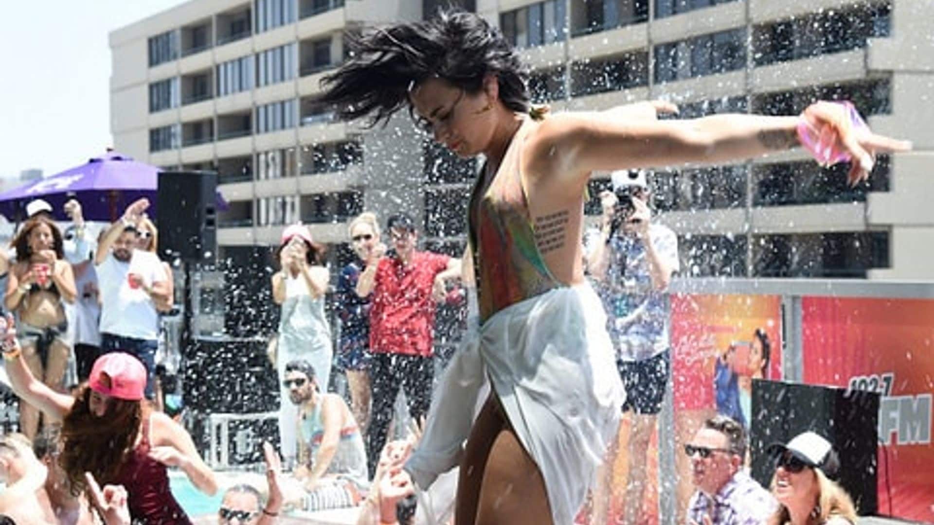 Video: Demi Lovato laughs off her "Cool for the Summer" fall