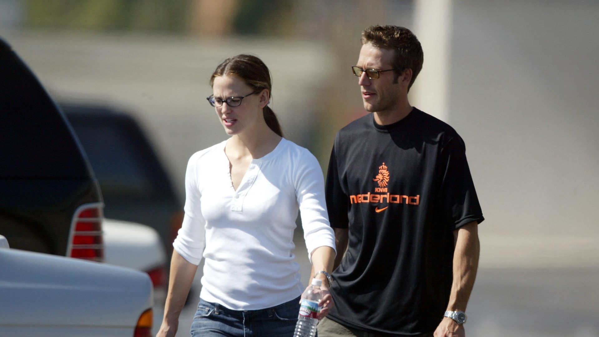 Jennifer Garner and Michael Vartan are seen on October 12, 2003 in Los Angeles, California.