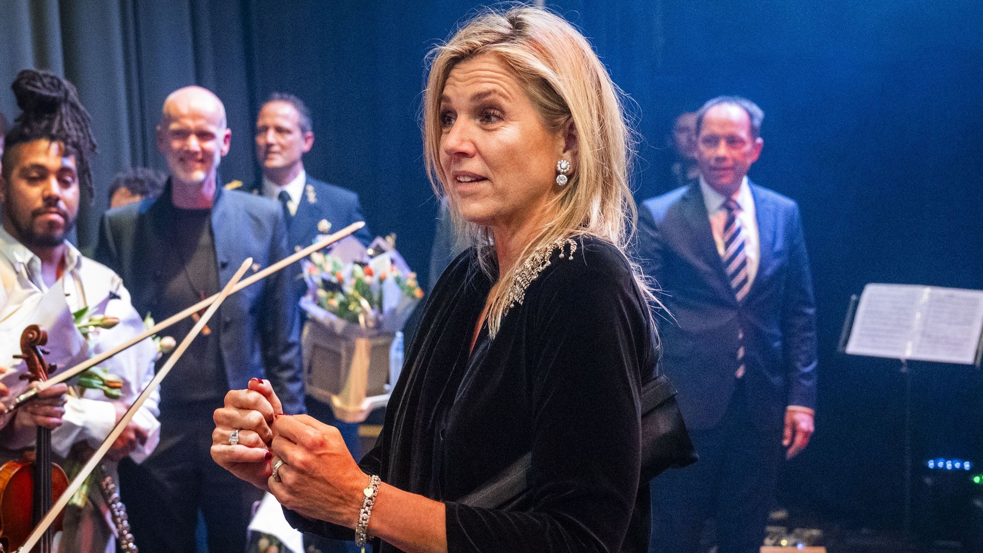 Queen Maxima shines in sequins at King’s Day concert with King Willem-Alexander and Princess Beatrix