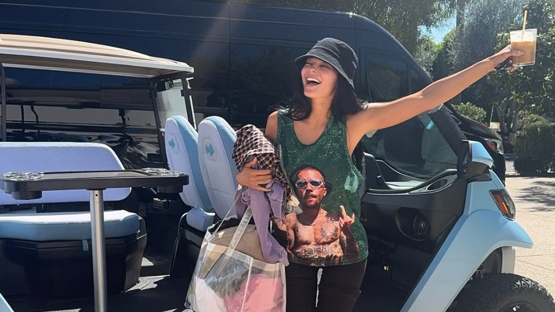Kylie Jenner heads to Coachella in Justin Bieber merch