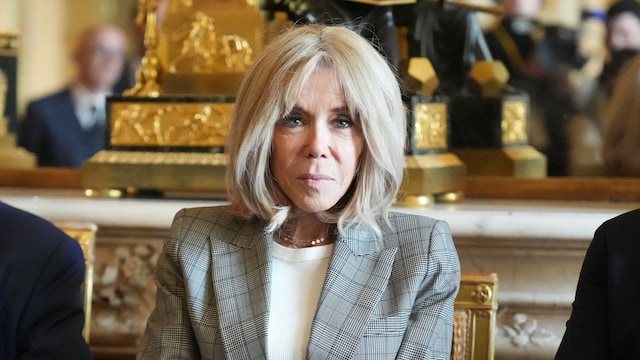 Brigitte Macron, wife of Emmanuel Macron, the current President of France, is seen, during the Presentation Ceremony of the Archives of Line Renaud at Ministere de la Culture on May 12, 2025 in Paris, France. (Photo by Edward Berthelot/Getty Images)