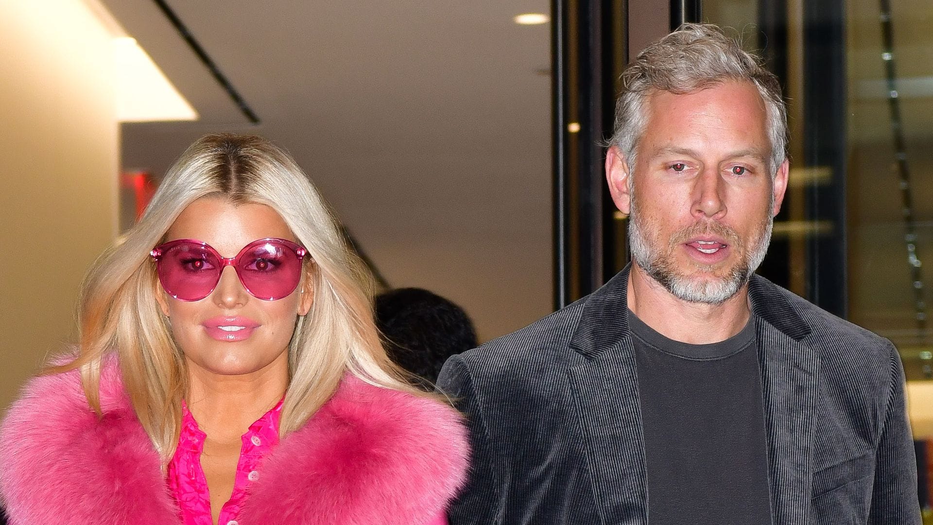 NEW YORK, NY - FEBRUARY 04: Jessica Simpson and Eric Johnson leave BuzzFeed on February 4, 2020 in New York City. (Photo by James Devaney/GC Images)
