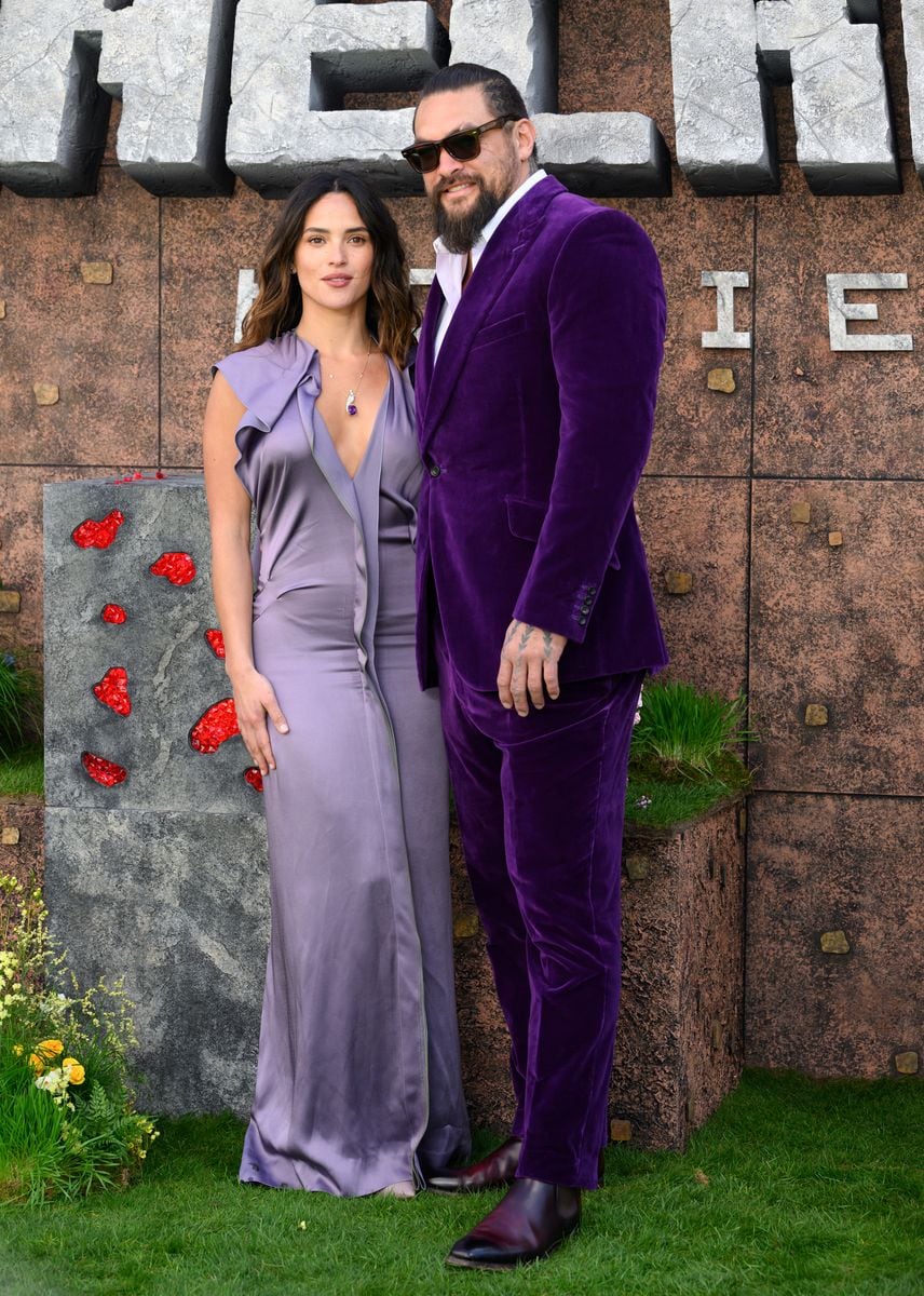 Adria Arjona and Jason Momoa at the World Premiere of 'A Minecraft Movie.'