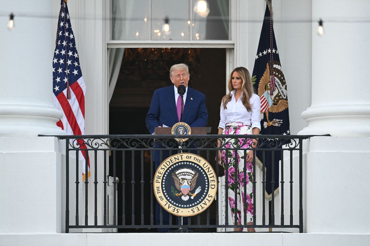 Standing in the residential hallway with Melania, Trump recounted how he looked into the famed Lincoln Bedroom and marveled at the moment.