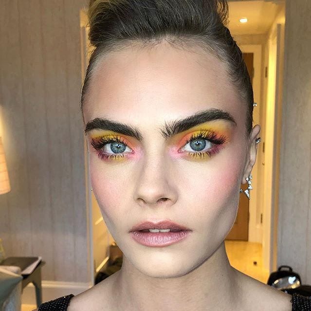 Cara Delevingne with eye makeup in warm shadesn