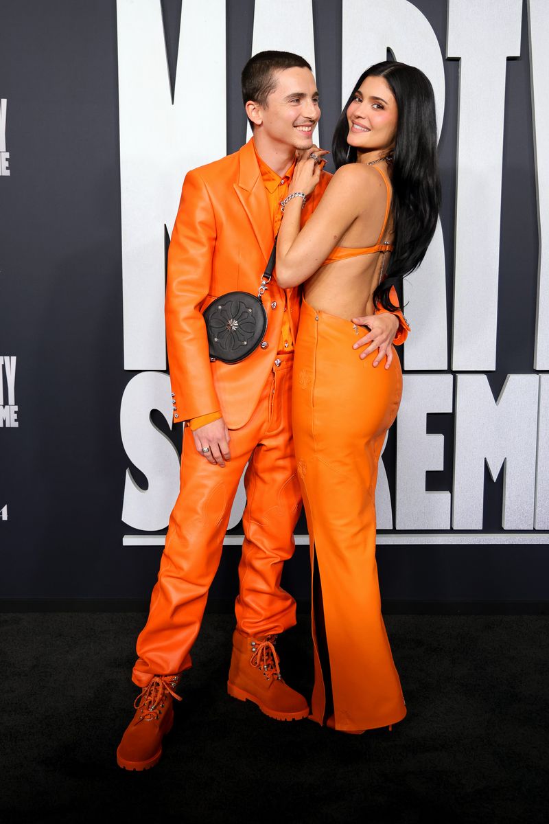 Timothee Chalamet and Kylie Jenner attend the Los Angeles premiere of A24's "Marty Supreme" 