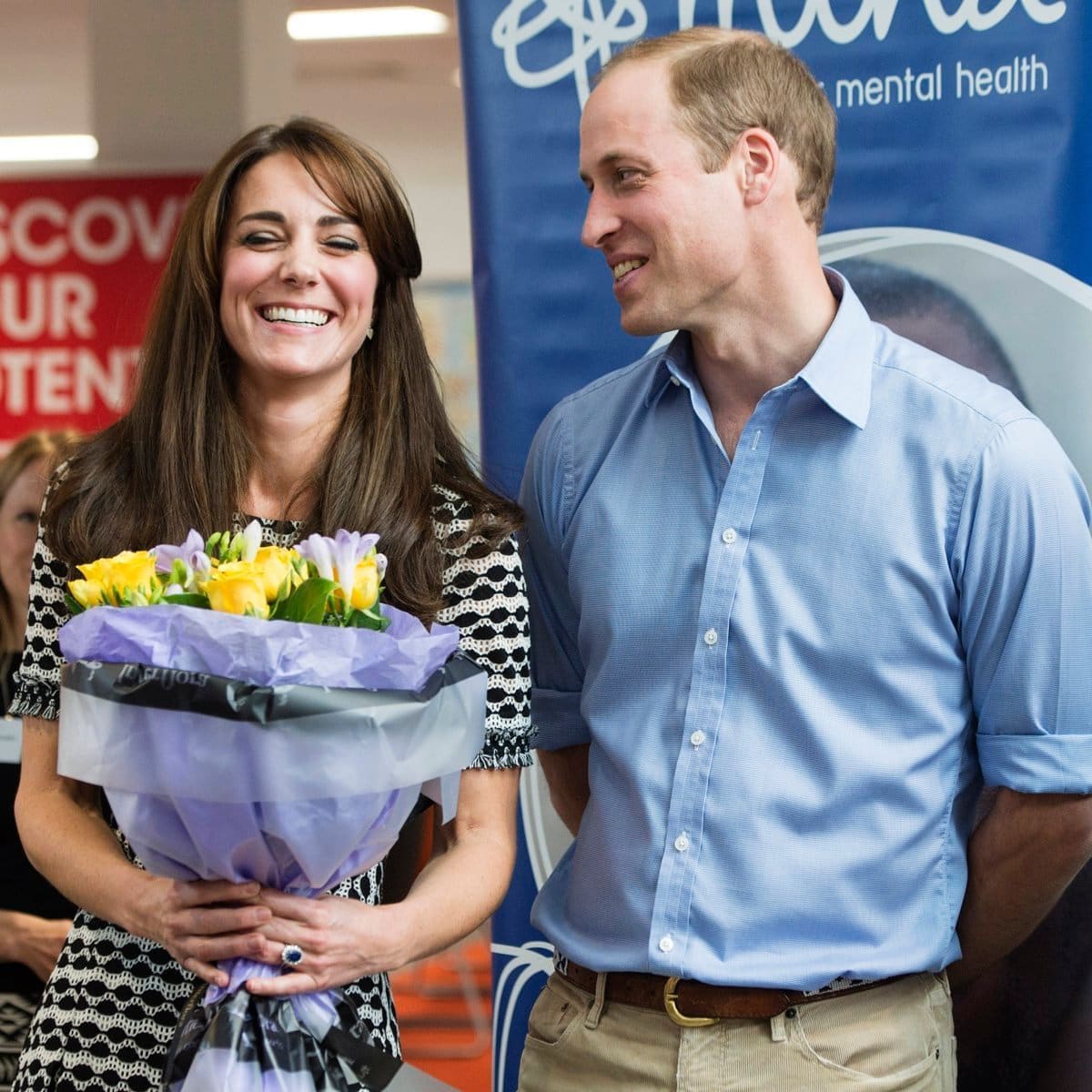 The Duchess flashed a huge smile next to her husband at an event to mark World Mental Health Day in 2015.
