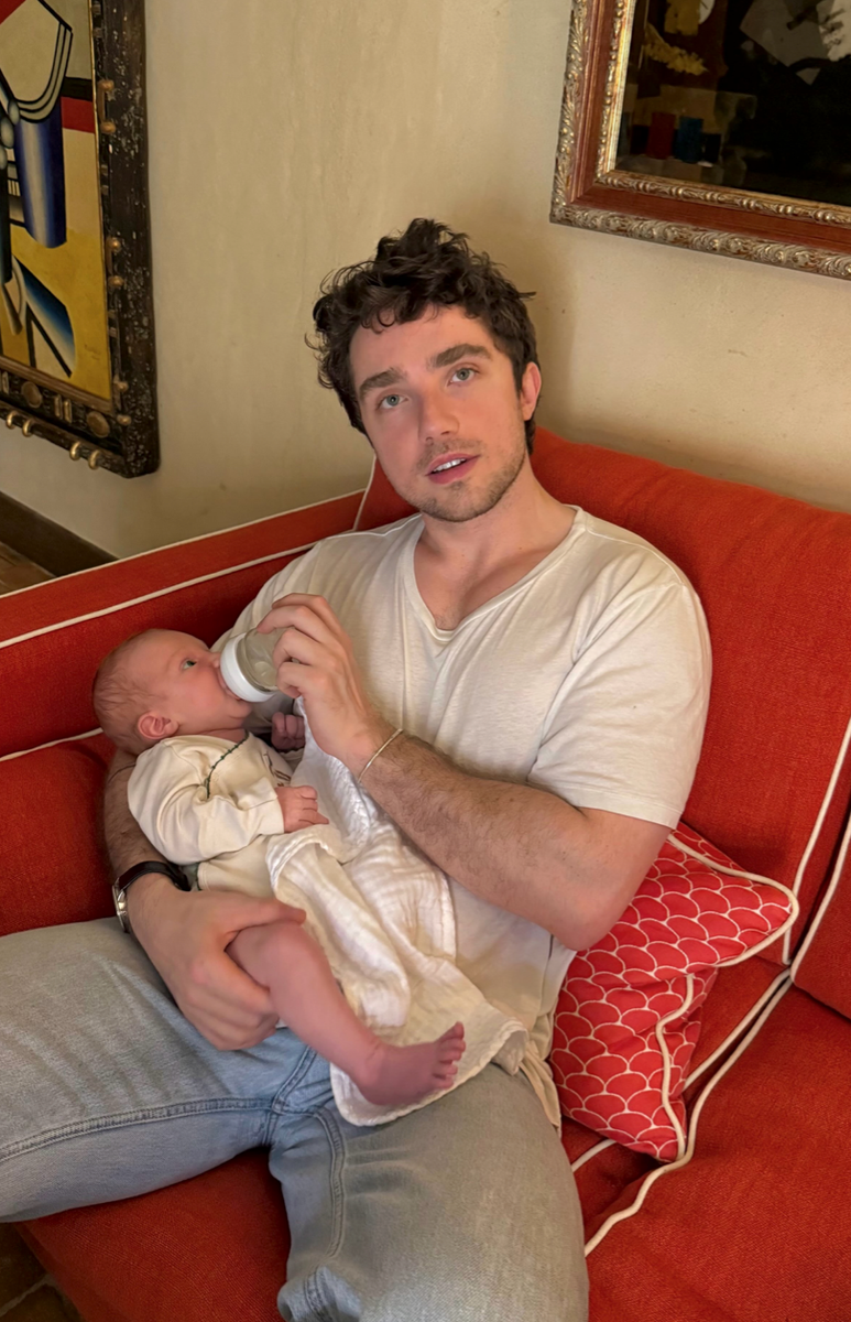 François Pinault Jr. was pictured feeding his newborn son, François, in one of the sweet family photos shared by Lara.