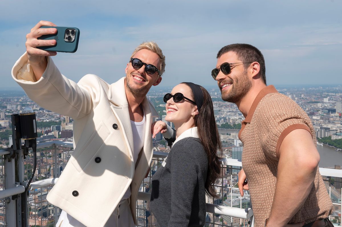 Nicholas Hoult, Rachel Brosnahan, and David Corenswet promoting 'Superman'