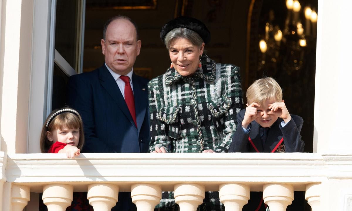 Princess Caroline joined Prince Albert, Prince Jacques and Princess Gabriella on the balcony on Jan. 27