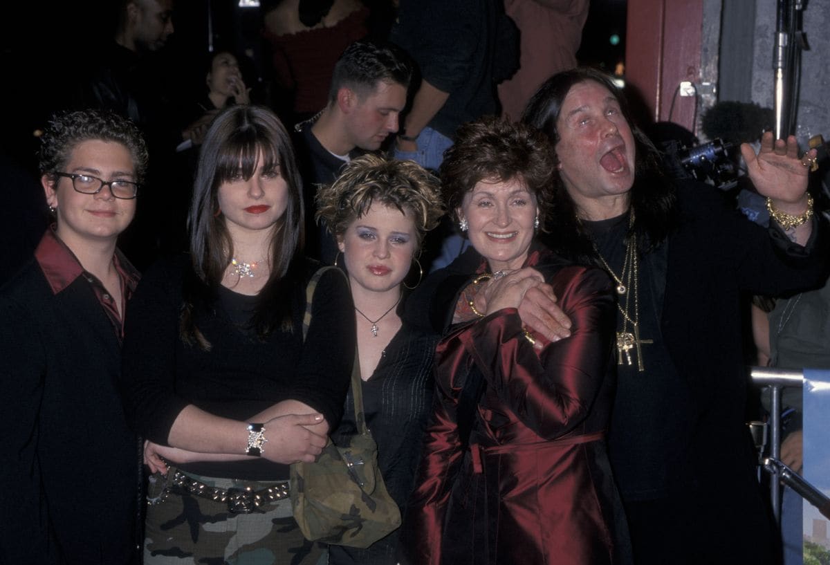 Jack Osbourne, Aimee Osbourne, Kelly Osbourne, Sharon Osbourne and Ozzy Osbourne attend the premiere of "Little Nicky" on November 2, 2000