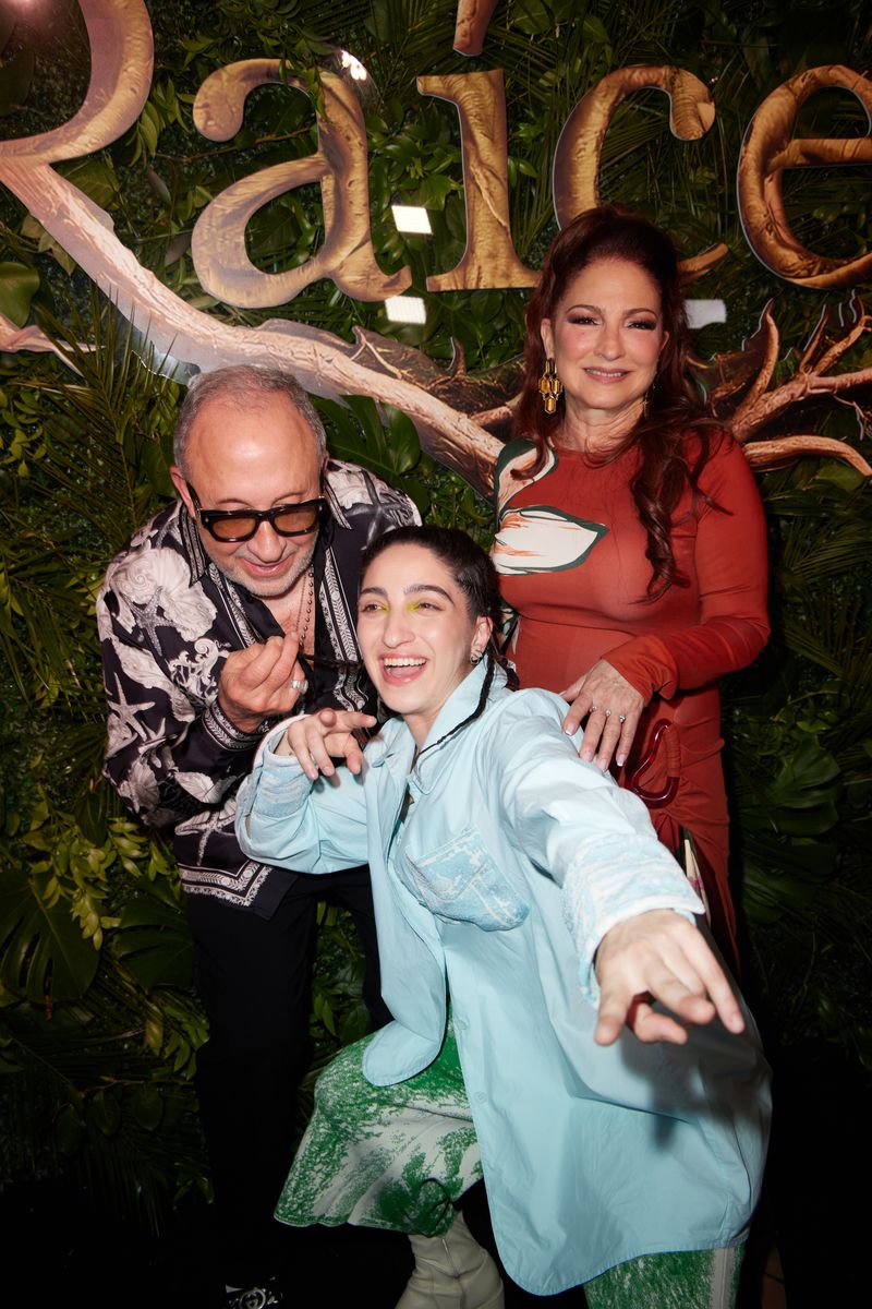 Emilio Estefan, Emily Estefan and Gloria Estefan attend Gloria Estefan's "RaÃ­ces" Album Release Party at Paradise Plaza in the Miami Design District on May 28, 2025 in Miami, Florida. (Photo by Romain Maurice/Getty Images)