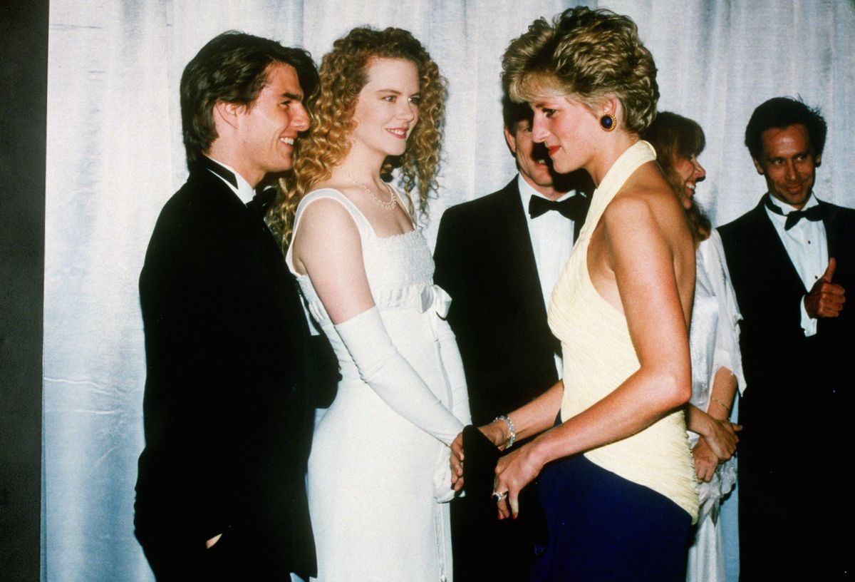 Princess Diana meeting Tom Cruise and Nicole Kidman at the premiere of 'Far and Away'