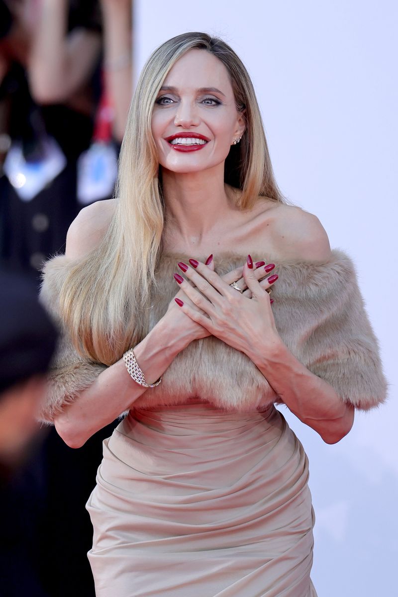 ngelina Jolie attends a red carpet for "Maria" during the 81st Venice International Film Festival 