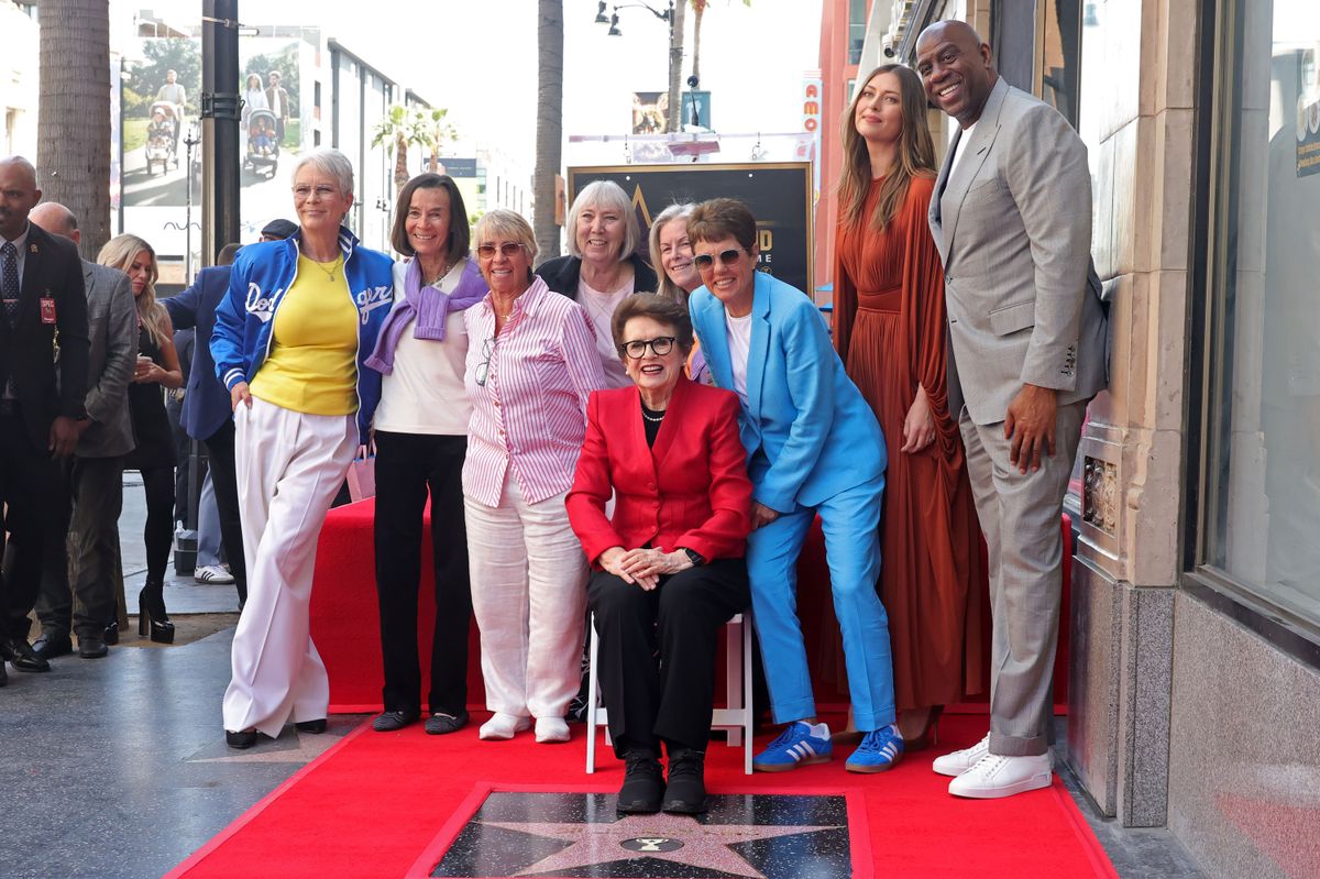 Jamie Lee Curtis, Rosie Casals, Billie Jean King, Stacey Allaster, Ilana Kloss, Maria Sharapova and Magic Johnson at the Hollywood Walk of Fame Star Ceremony Honoring Billie Jean King on 2025