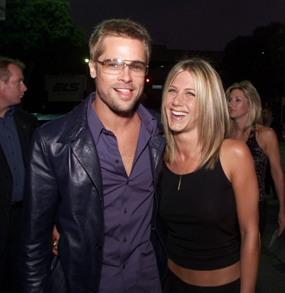 Brad Pitt and Jennifer Aniston at the premiere of "Rock Star" at the Mann Village Theater in Los Angeles, Ca. 9/4/01. Photo by Kevin Winter/Getty Images.