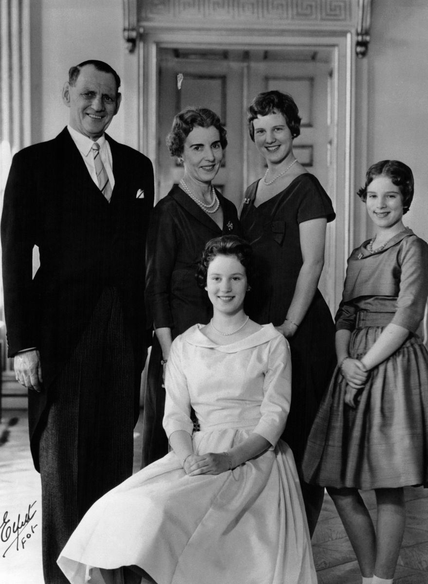 Queen Ingrid of Denmark with her daughters Princess Benedikte, Princess Margrethe and Princess Anne-Marie at Amalienborg Palace in Copenhagen on April 19, 1955. Decades later, Benedikte continues a charitable legacy with close ties to her late mother.