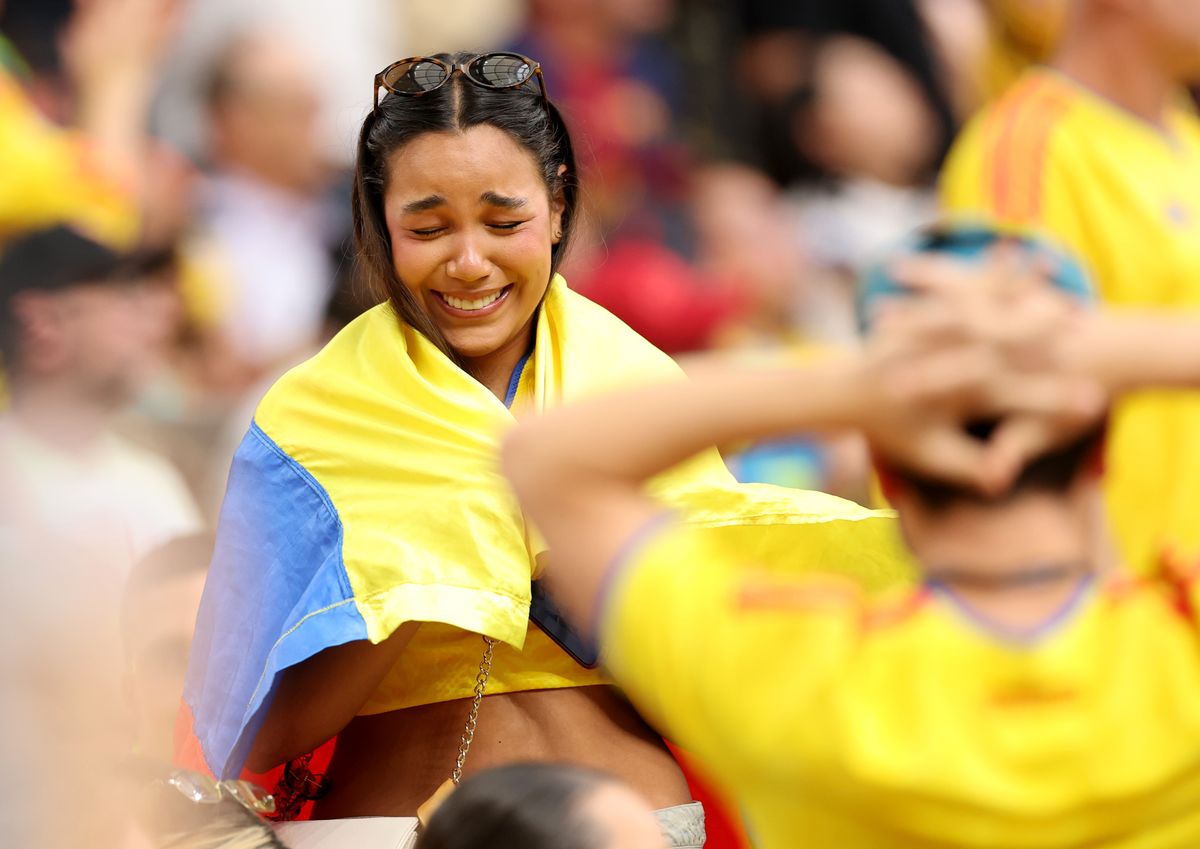 VANCOUVER, CANADA - JULY 07: Colombia fans react during the FIFA World Cup 2026 Round of 16 match between Switzerland and Colombia at BC Place Vancouver on July 07, 2026 in Vancouver, British Columbia, Canada. (Photo by Carl Recine/Getty Images)