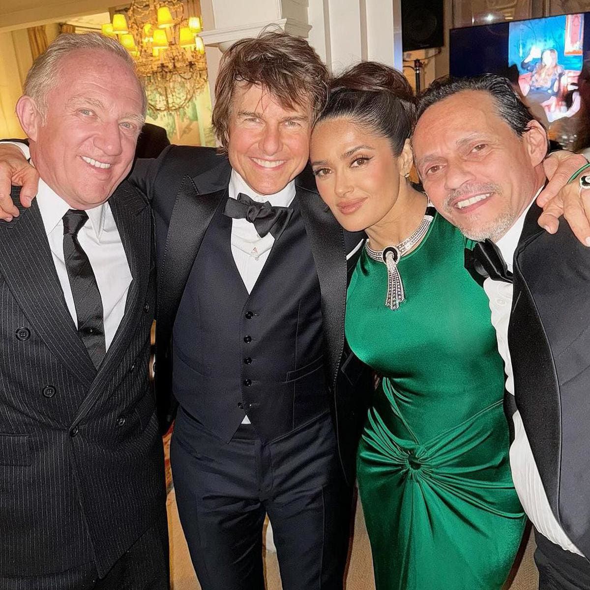 Salma Hayek, Tom Cruise, Marc Anthony y Francois Pinault