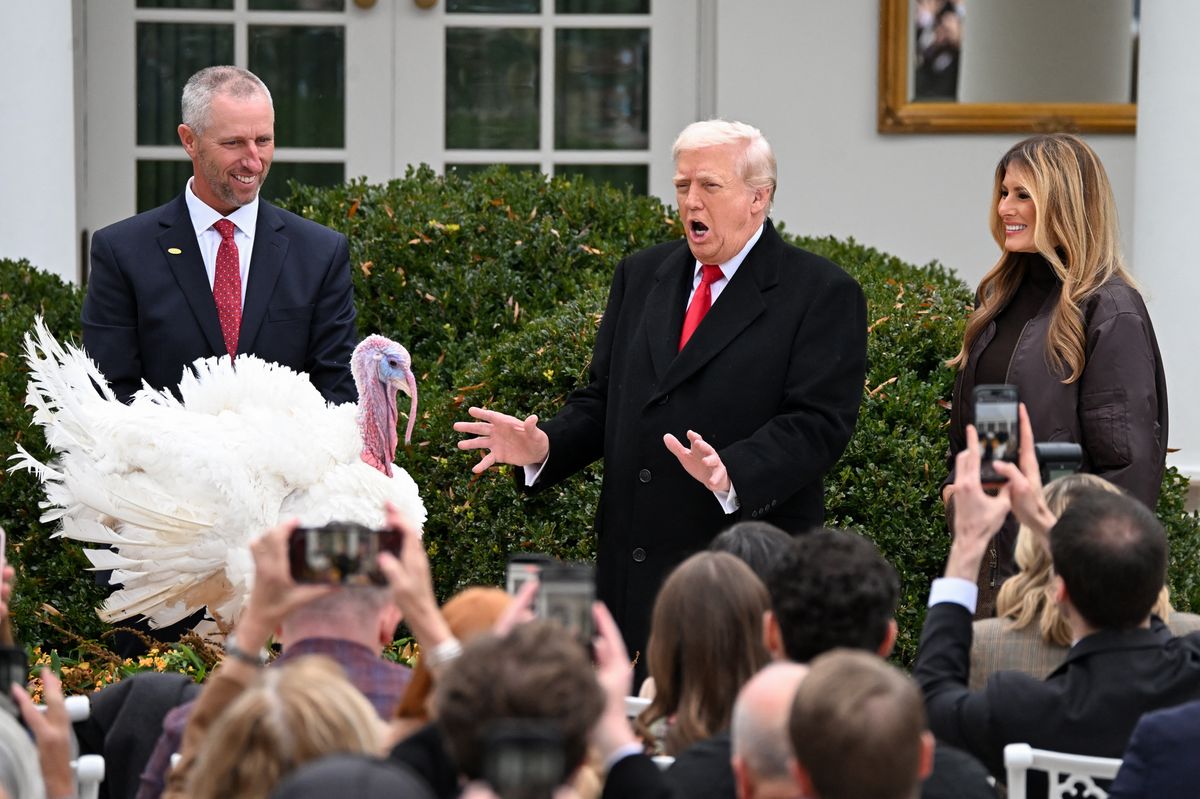 Donald and Melania Trump during this year's turkey pardon ceremony