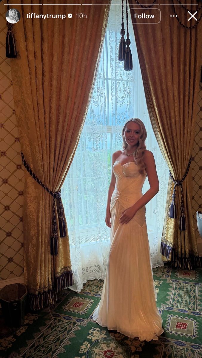 Tiffany Trump at the White House state dinner in a romantic strapless gown that highlighted her postpartum style