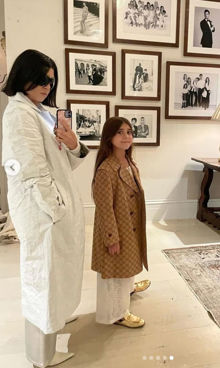 Penelope Disick and Kourtney Kardashian with matching coats