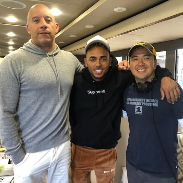 Ozuna on set of Fast and Furious