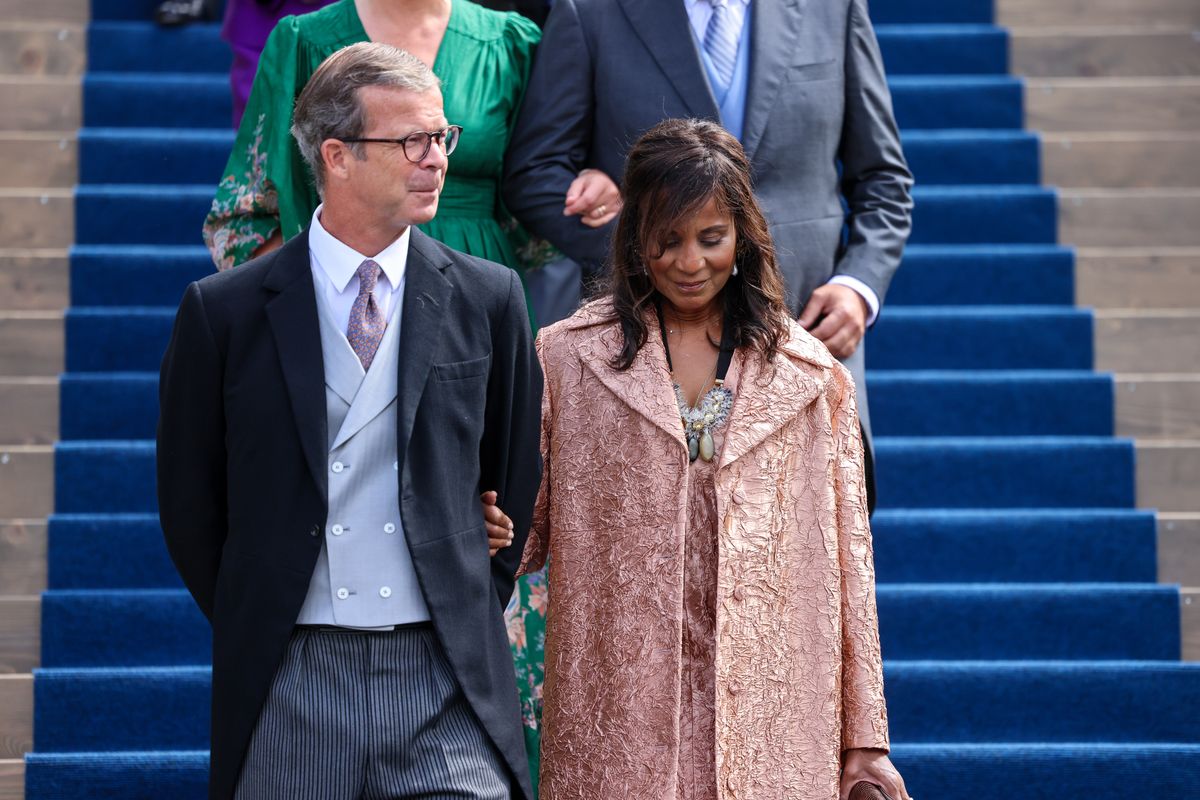 VADUZ, LIECHTENSTEIN - AUGUST 30: Prince Maximilian von und zu Liechtenstein and Princess Angela of Liechtenstein attend the wedding of Princess Marie Caroline of Liechtenstein To Mr Leopoldo Maduro Vollmer at the Cathedral of St. Florin on August 30, 2025 in Vaduz, Liechtenstein. (Photo by Gerald Matzka/Getty Images)
