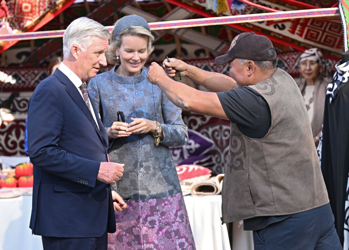 The royal couple smiled as they watched a demonstration during a day exploring Kazakhstan’s nomadic traditions.