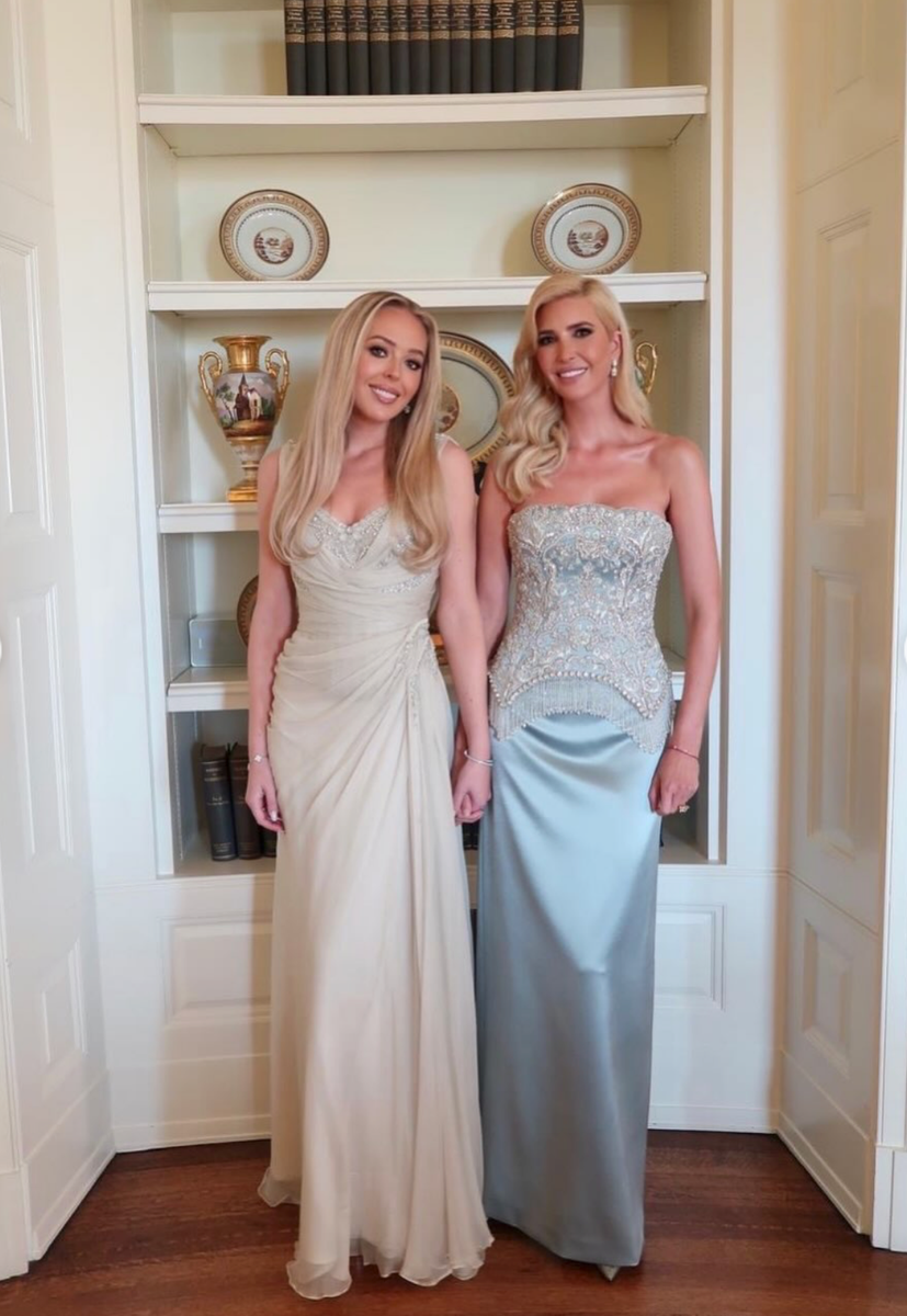 Tiffany and Ivanka Trump showed off their close sister bond as they posed together ahead of the White House state dinner.