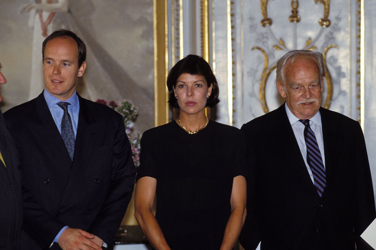 Prince Albert, Princess Caroline and Prince Rainier III at the Prince Pierre Foundation’s literary awards in Monaco on June 8, 1993.