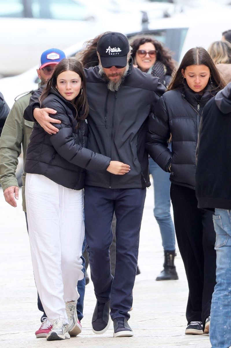 Matt Damon seen comforting his daughter on the picturesque island of Favignana, off the coast of Sicily, during a family moment.