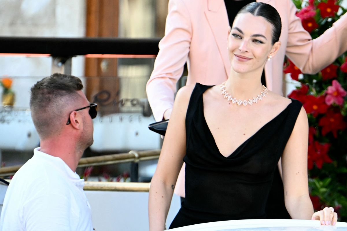 Vittoria Ceretti on the wedding day of Jeff Bezos with Lauren Sanchez