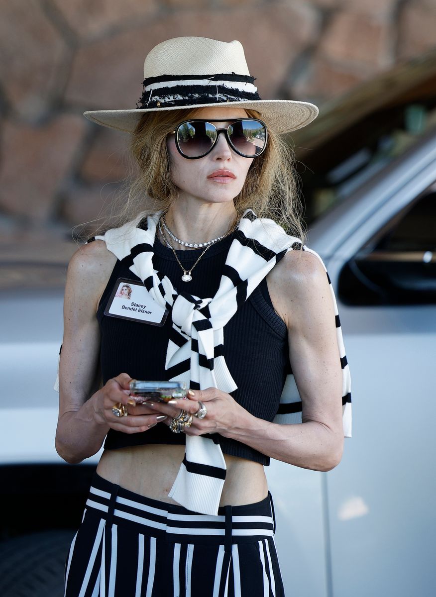 Alice and Olivia LLC CEO Stacey Bendet Eisner arrives at the Sun Valley lodge for the Allen & Company Sun Valley Conference 