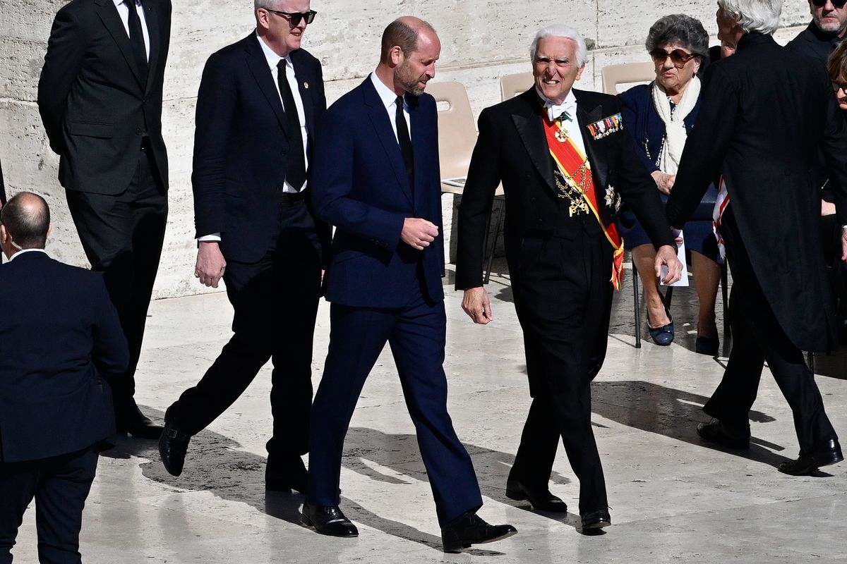 VATICAN CITY, VATICAN - APRILÂ 26: Prince William, Prince of Wales arrives at the funeral of Pope Francis in St. Peterâs Square on April 26, 2025 in Vatican City, Vatican. Pope Francis died on April 21st at the age of 88. Born in Argentina as Jorge Mario Bergoglio, he was the first Latin American and the first Jesuit to become Pope when elected in 2013. Taking the name Francis after St Francis of Assisi, he promoted a more humble version of the papacy than many of his predecessors. He will be buried outside of the Vatican in a simple wooden coffin at the Basilica Santa Maria Maggiore.  (Photo by Antonio Masiello/Getty Images)