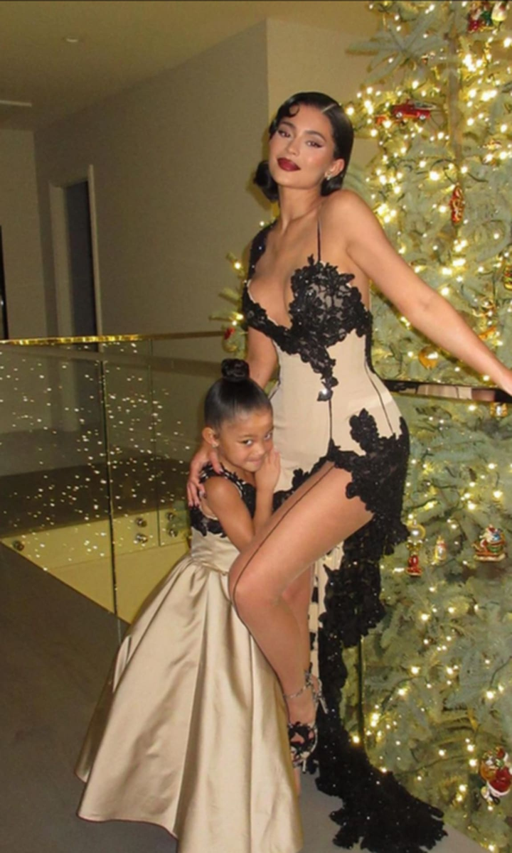 slim fit dress slacks Kylie Jenner Dark Green Off Shoulder Slit Dress Christmas Eve 2019 main image 1