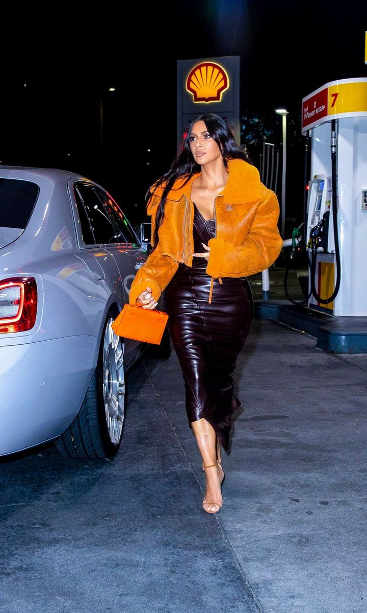 Kim Kardashian stops at the gas station while wearing her ex husband Kanye West's YEEZY line