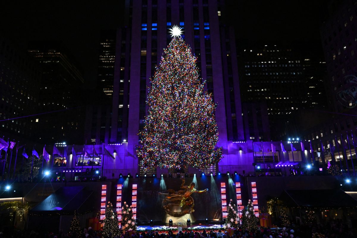 The Swarovski star is seen atop the Christmas Tree during the Rockefeller Center's annual lighting ceremony in New York.