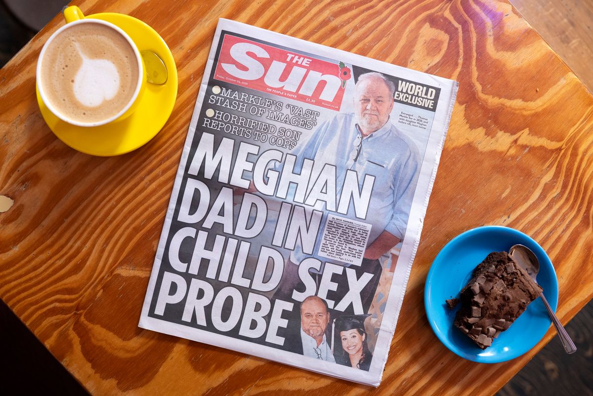 The Sun newspaper reports allegations against Thomas Markle on October 24, 2026 in London, England. The Sun newspaper has claimed that Thomas Markle, the father of Meghan, Duchess of Sussex, has been accused of possessing indecent images of children.