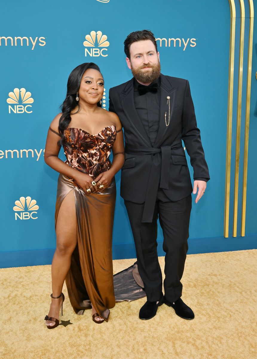 Quinta Brunson and Kevin Jay Anik at the 74th Primetime Emmy Awards on September 12, 2022