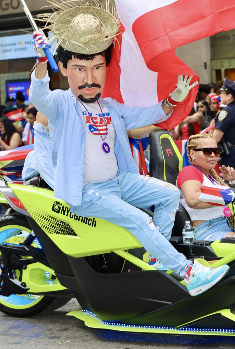 Bad Bunny masks and shirts were common across the Puerto Rican Day Parade
