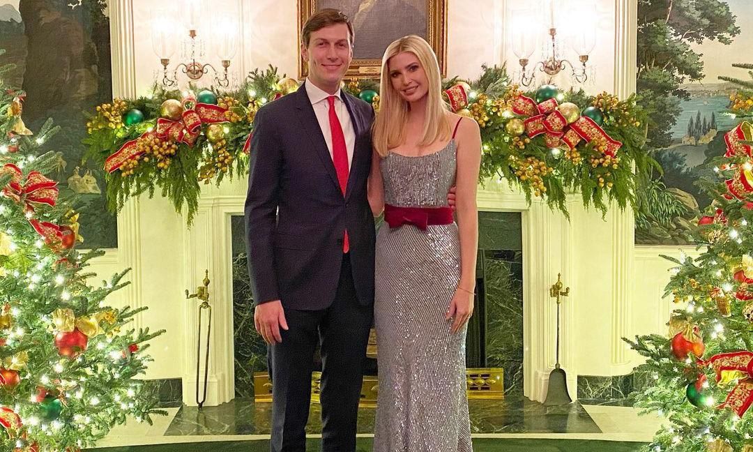 Ivanka Trump and her husband Jared Kushner looked festive as they viewed the White House Christmas