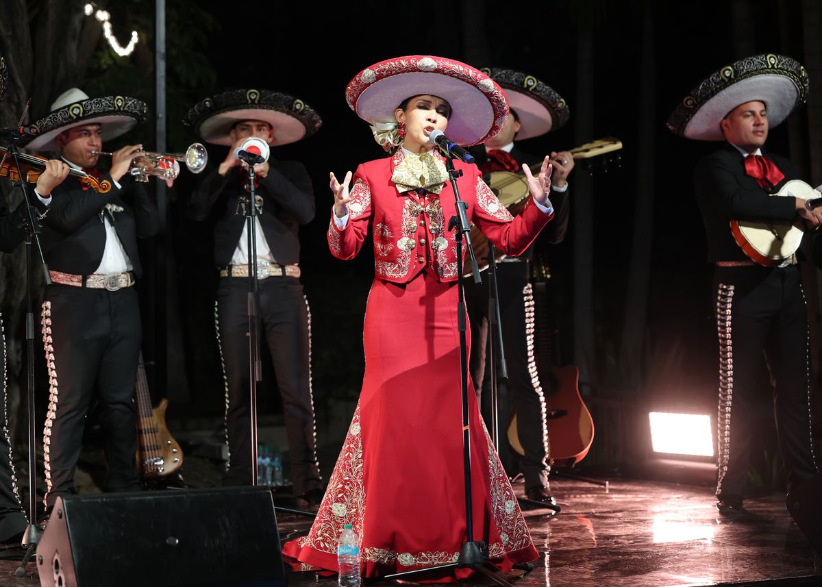 Lupita Infante performs onstage during the 2025 Dia De Muertos Gala presented by Lexus, Tequila Don Julio, Nike, DNERO, Calamigos Ranch and Maremoto at The Los Angeles River Center and Gardens on October 30, 2025 in Los Angeles, California.  (Photo by Amy Sussman/Getty Images for The Dia De Muertos Gala)