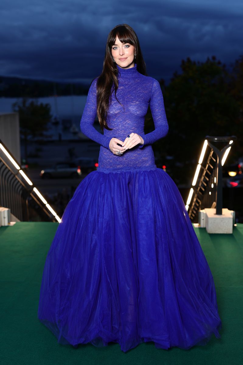 Dakota Johnson once again stole the show with a bold and breathtaking look. This time, in a sapphire blue Gucci gown.