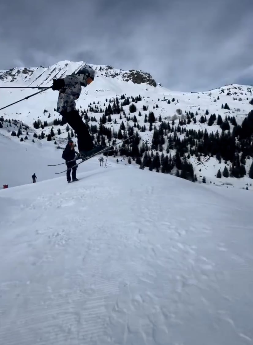 The couple’s children have clearly inherited their parents’ sense of adventure, performing jaw-dropping flips and tricks on the slopes.