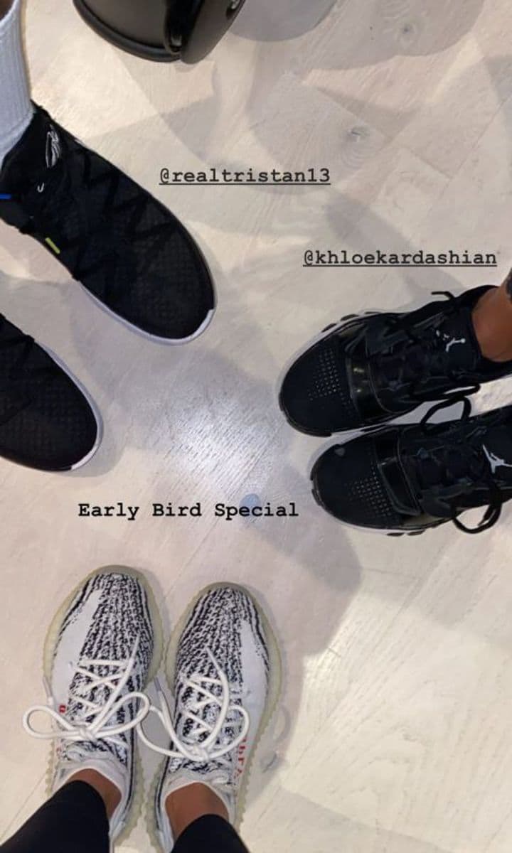 Kim Kardashian, Khloé Kardashian and Tristan Thompson work out